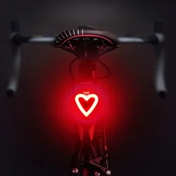 Bike Tail Light IPX64 Waterproof Bicycle Rear Light Heart Shape LED Outdoor Cycling Lights Night Safety Warning Lamp Taillight