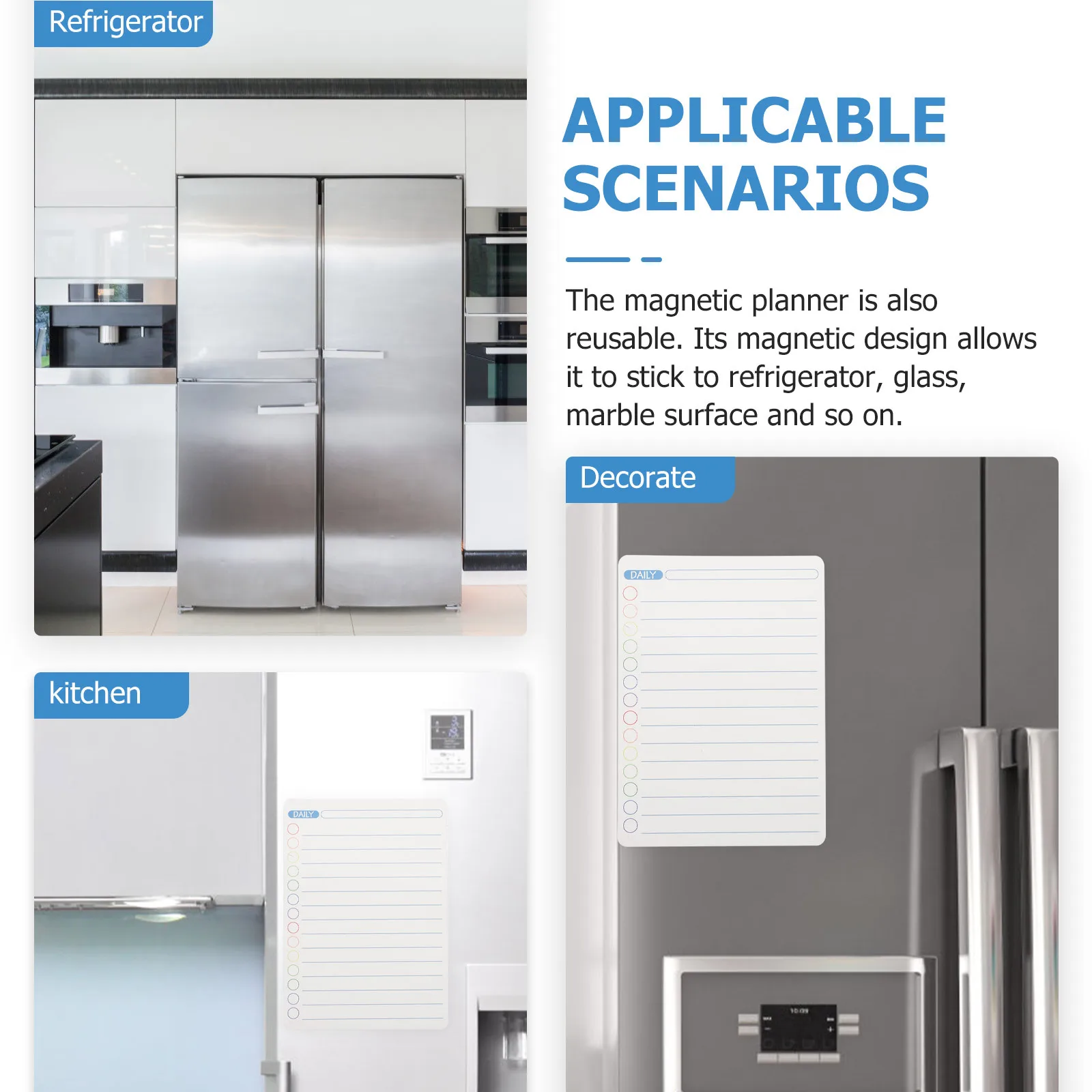 

6Pcs Magnetic Schedule Planner Boards Reusable Dry Erase Whiteboards for Refrigerator Fridge Daily Plan Organizer Message Board