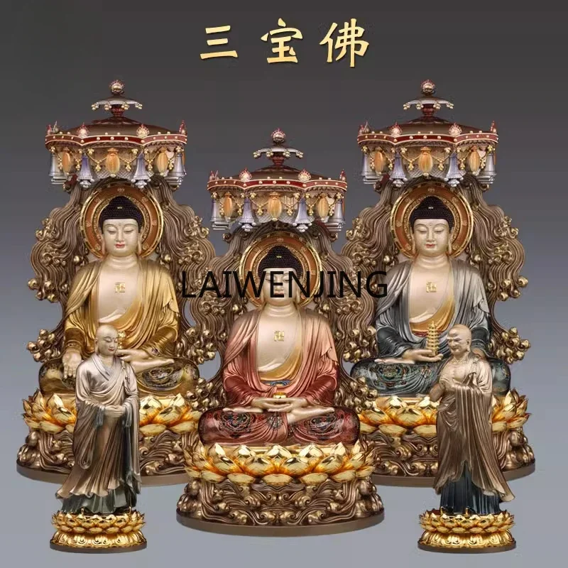 MJY enamel pure copper Amitabha Buddha statue Sakyamuni Sanbao Buddha statue