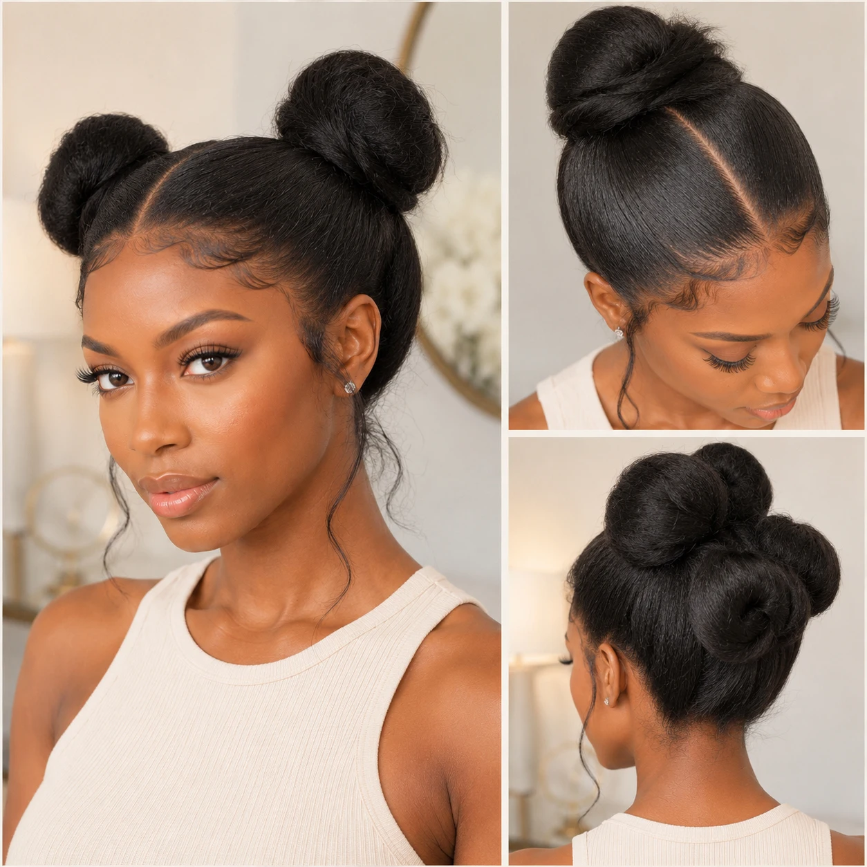 Luxuriöse Elite Kinky Straight Full Lace Echthaarperücke 12A Unverarbeitetes Rohes Jungfrauenhaar Unsichtbarer Vorgezupfter Haaransatz Komfortabel Langlebig Glatte Dichte Textur Hochwertige Yaki Straight Echthaarperücken Exklusiver Modischer Look für Reife, Anspruchsvolle Damen