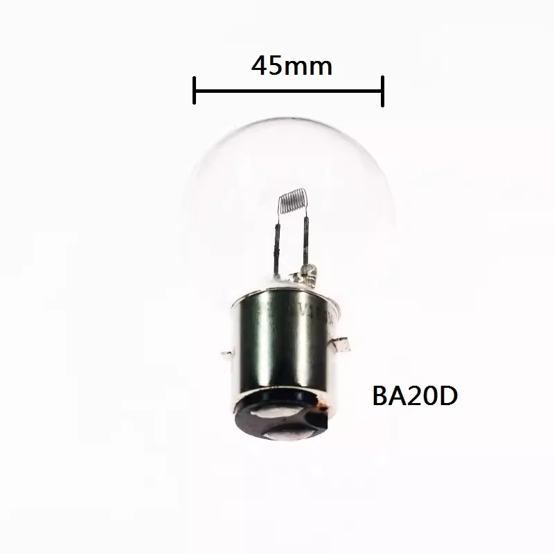 HoneyFly-bombilla de lámpara de calibre de tensión, luz indicadora de instrumento de iluminación de alambre de tungsteno, 12V, 100W, BA20D, B22, 60mm, 45mm