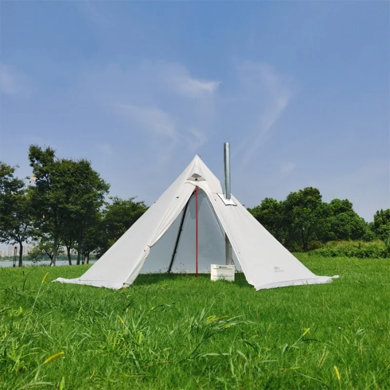 خيمة هرمية خارجية خفيفة للغاية مع تنورة ثلجية ، خيمة حقائب ظهر للتخييم قابلة للطي ، مدخنة شتوية لشخص واحد-2 شخص ، 320 برو #5