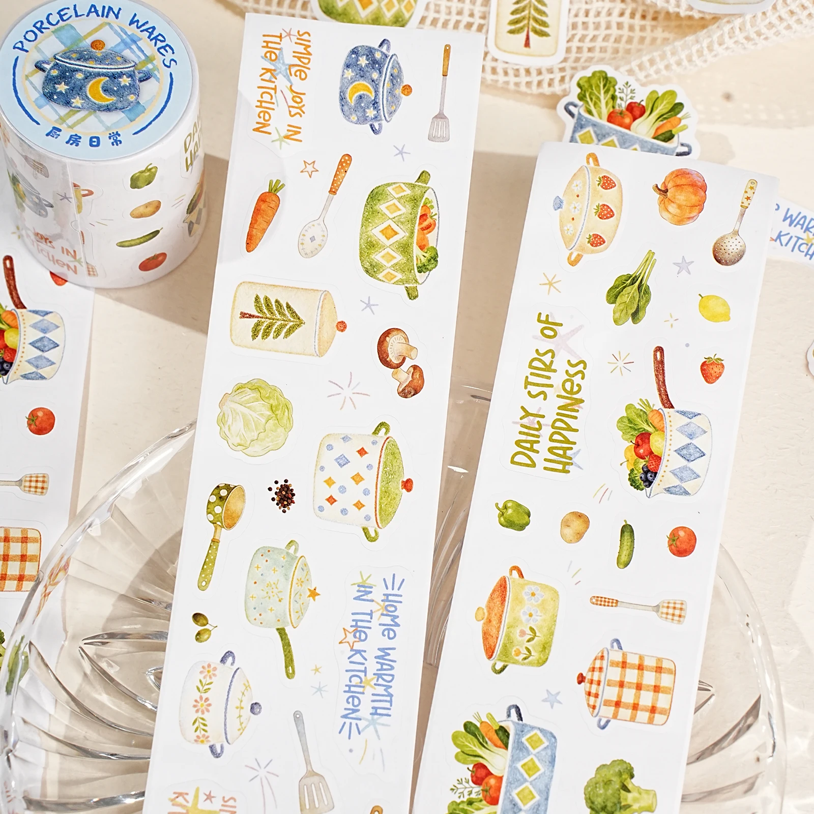 Etori Life Kitchen Daily Utensils and Ingredients Washi Tape 50Mm×2M Healing Watercolor Kitchen Theme Decorative Tape Suitable for Laptops, Suitcases, Guitars, Water Bottles, Pencil Cases, Bicycles, Scrapbooking Supplies, Office Decoration Accessories, Art Aesthetics, DIY Crafts, Creative Stickers, Baking Sealing, Birthday and Holiday Gifts, School Supplies, Back-To-School Season view 6