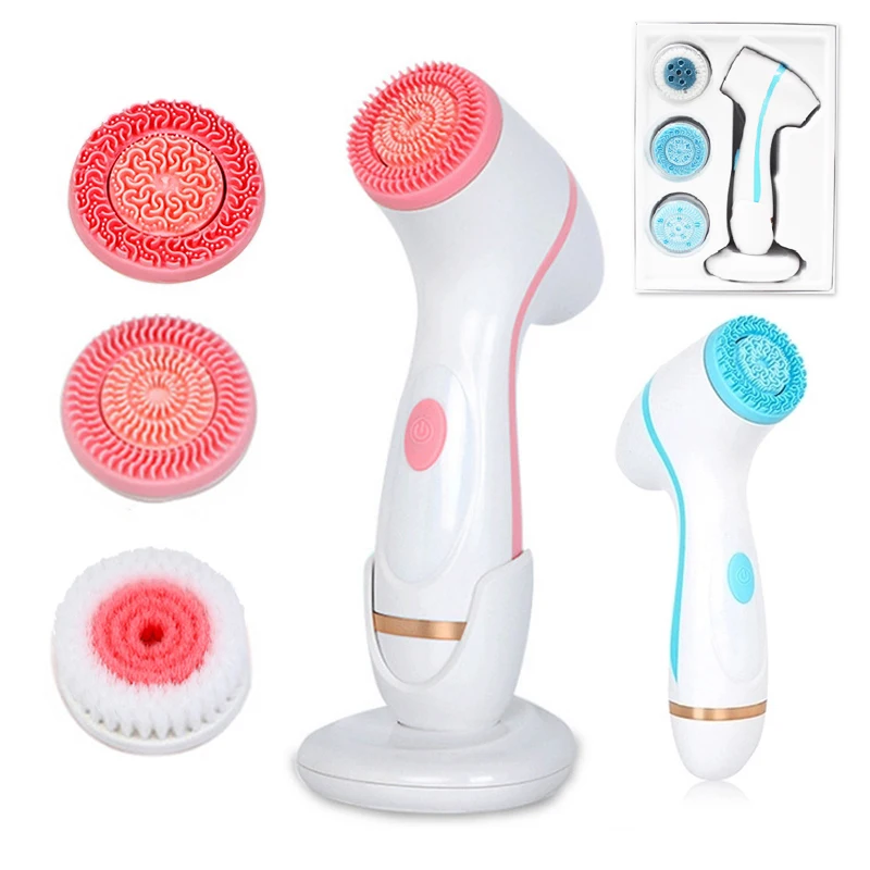 Ultrasonic Cleaner Electric Cleansing Brush 3 In 1 Face Massagers Sonic Rotating Cleansing Brush Galvanic Remove Blackheads Tool