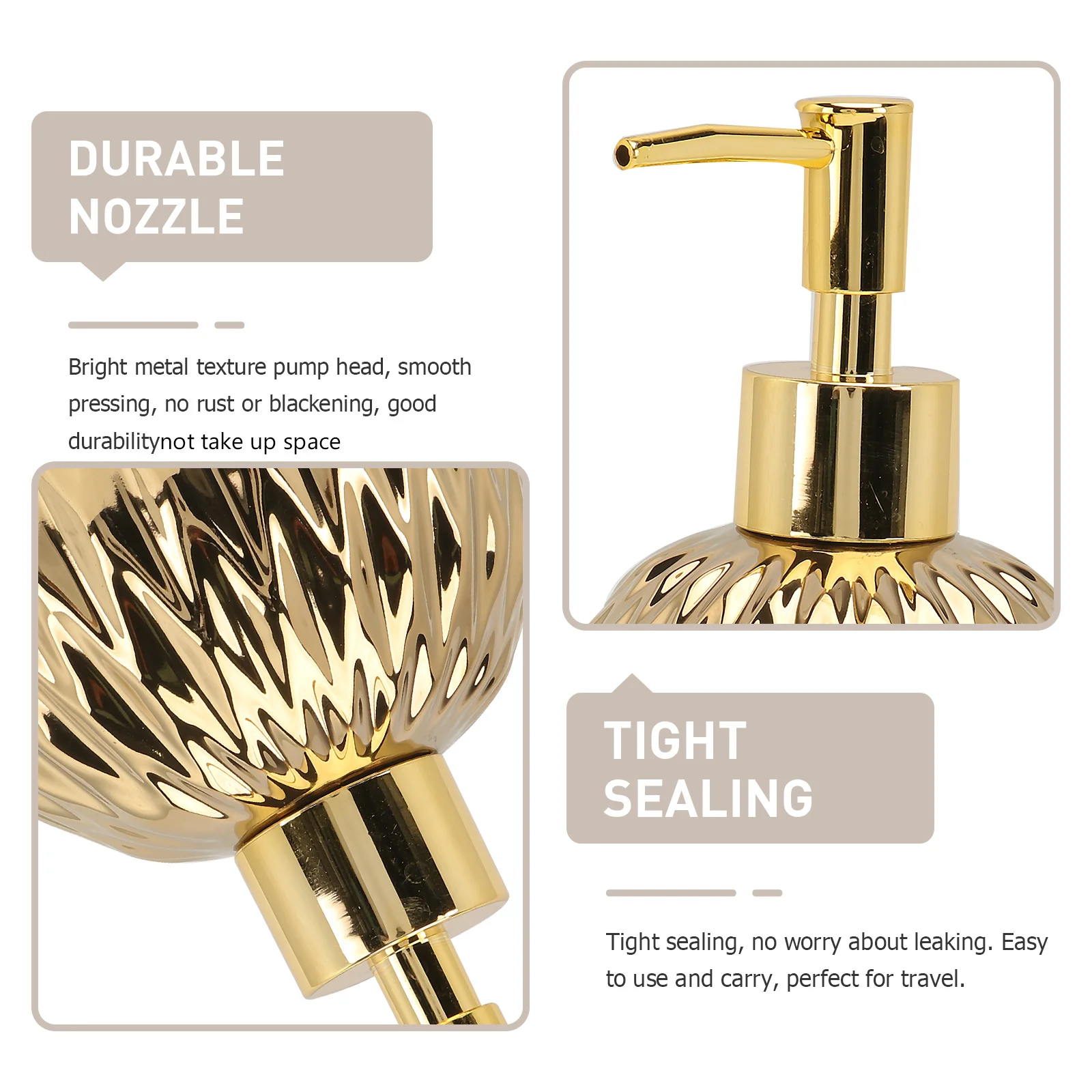 

1Pcs Golden Press-Type Bottle Ceramic Lotion Dispenser for Travel Shampoo Body Wash Face Cleanser Refillable Household Pump