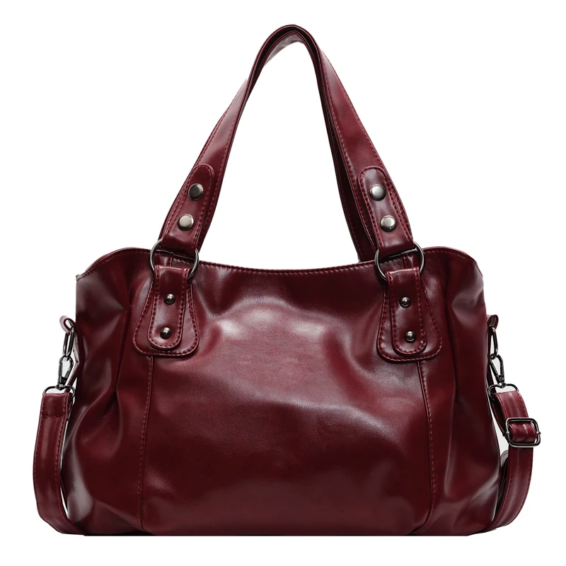 Retro Large Capacity PU Shoulder Bag for Women, Classic Solid Color Crossbody Tote Bag with Roomy Style