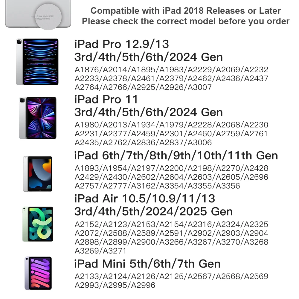 قلم مغناطيسي جديد لقلم أبل شحن لاسلكي لأجهزة iPad 2025 2024 2023 2022 2021 2020 2019 2018 قلم لمس ملحقات iPad