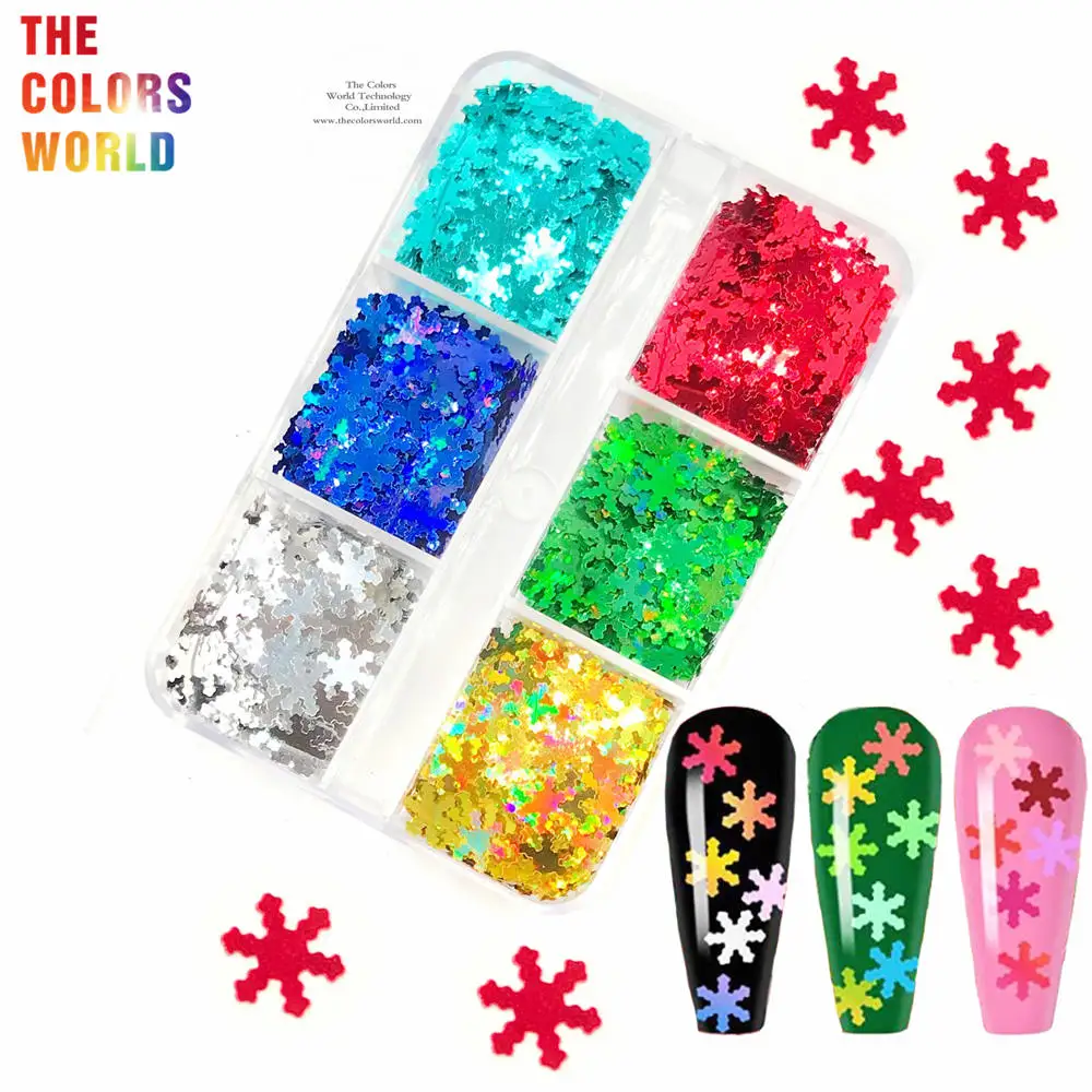 TCT-861 Christmas Snowflake Sequins Glitter Nails Sparkling Winter Decorations Crafts Xams Glitter Card Making and Scrapbooking