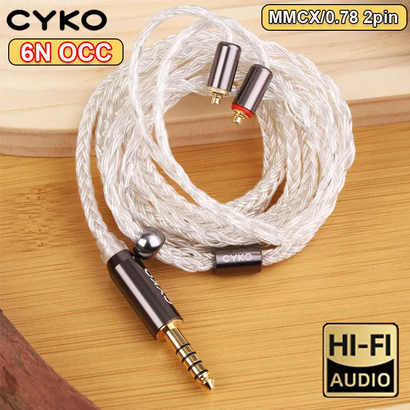 

CYKO Iem Cable 6N OCC HiFi Earphone Cables 16 Core Silver Plated MMCX 2Pin/0.78 4.4mm 3.5mm Headphones Wired for In-Ear Monitors