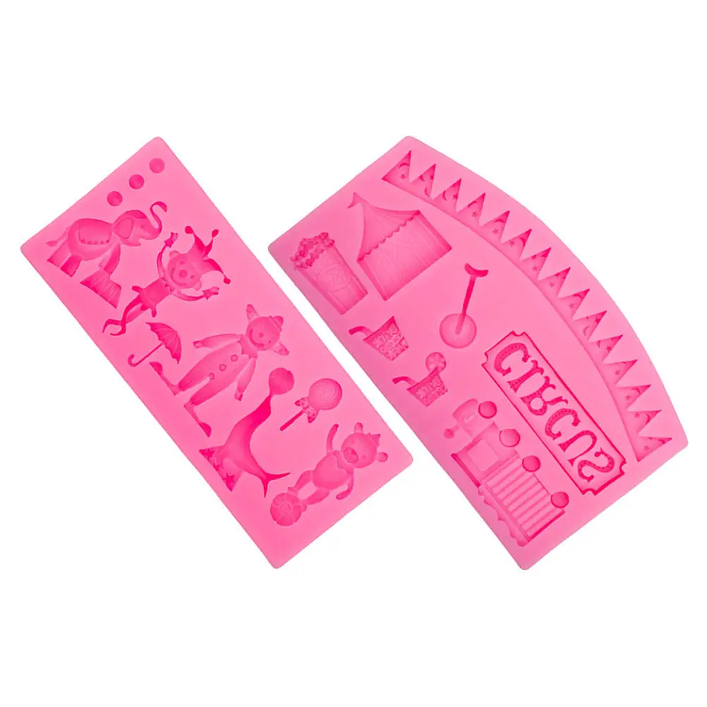 Molde de Silicona con Diseño de Circo (2 Piezas), Herramienta Creativa para Decoración de Pasteles, Adornos para Galletas, Chocolate y Dulces