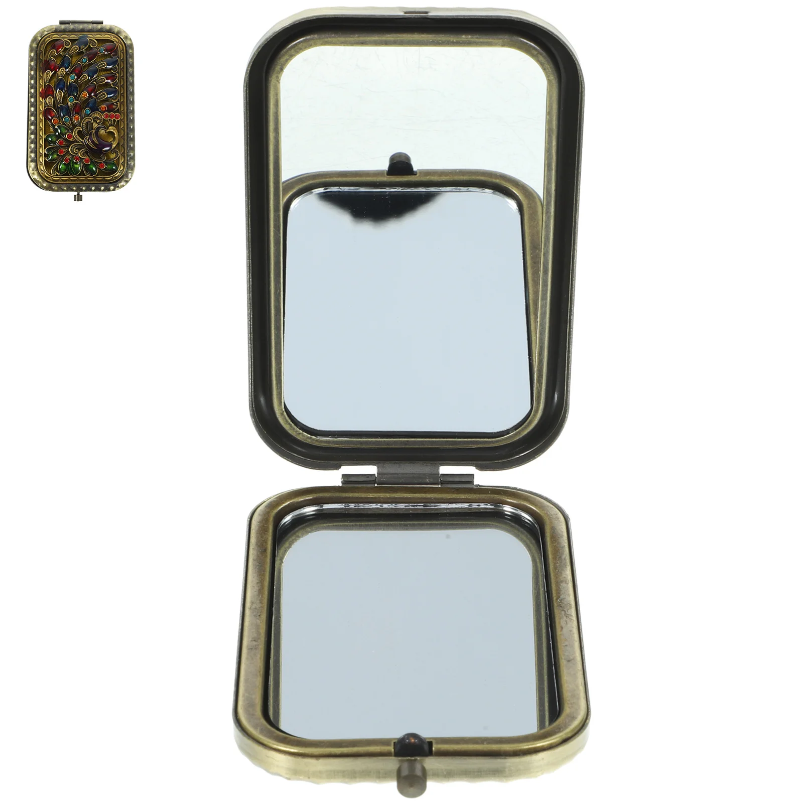 Vintage Women Makeup Mirror Double Side Compact Foldable Pocket Small Mirror for Purse Travel Outdoor Shopping