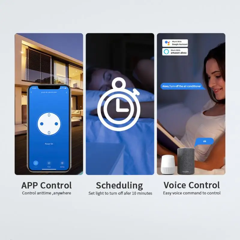 Imagem -06 - Tomada Elétrica Tuya com Vida Inteligente Monitor de Energia Tomada Temporizador Alexa Home Yandex Alice ue fr Wi-fi 20a 16a