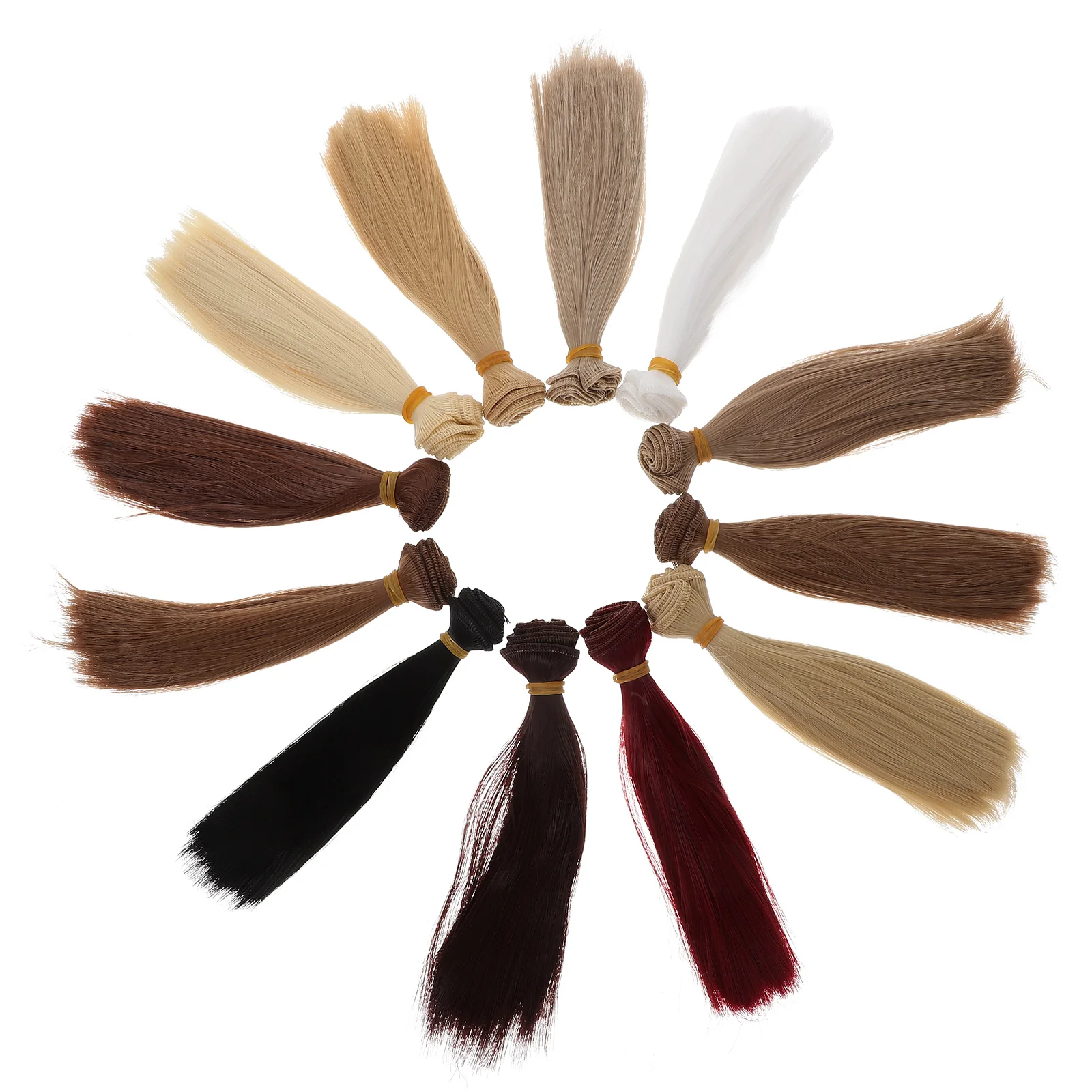 

12 Pcs Straight Hair Accessories for Girls Crafting Supplies Wigs DIY Baby Colored