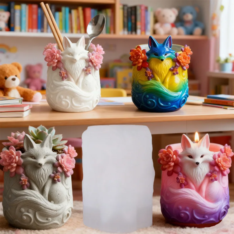 

DIY Silicone Mold Fox Flower Pot Candle Mold Cross-border Hot-selling Cement Gypsum Abrasive Baking Utensils Baking Accessories