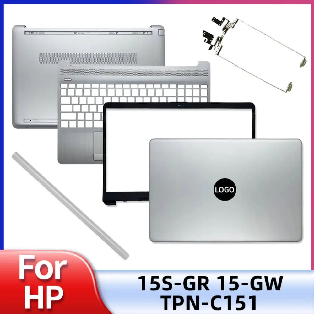 

New Case For HP 15-GW 15S-GR TPN-C151 Laptop LCD Back Cover Front Bezel Hinges Palmrest Bottom Case Cover L52012-001 Silver