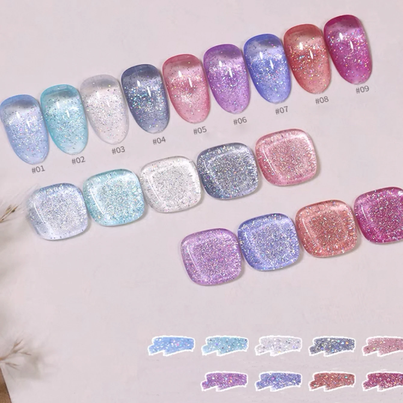 

1/9PCS Nail Supplies Sparkling Crushed Diamond Gel Nail Polish - Colorful, Whitening, Icy for Nail Art & Women Summer