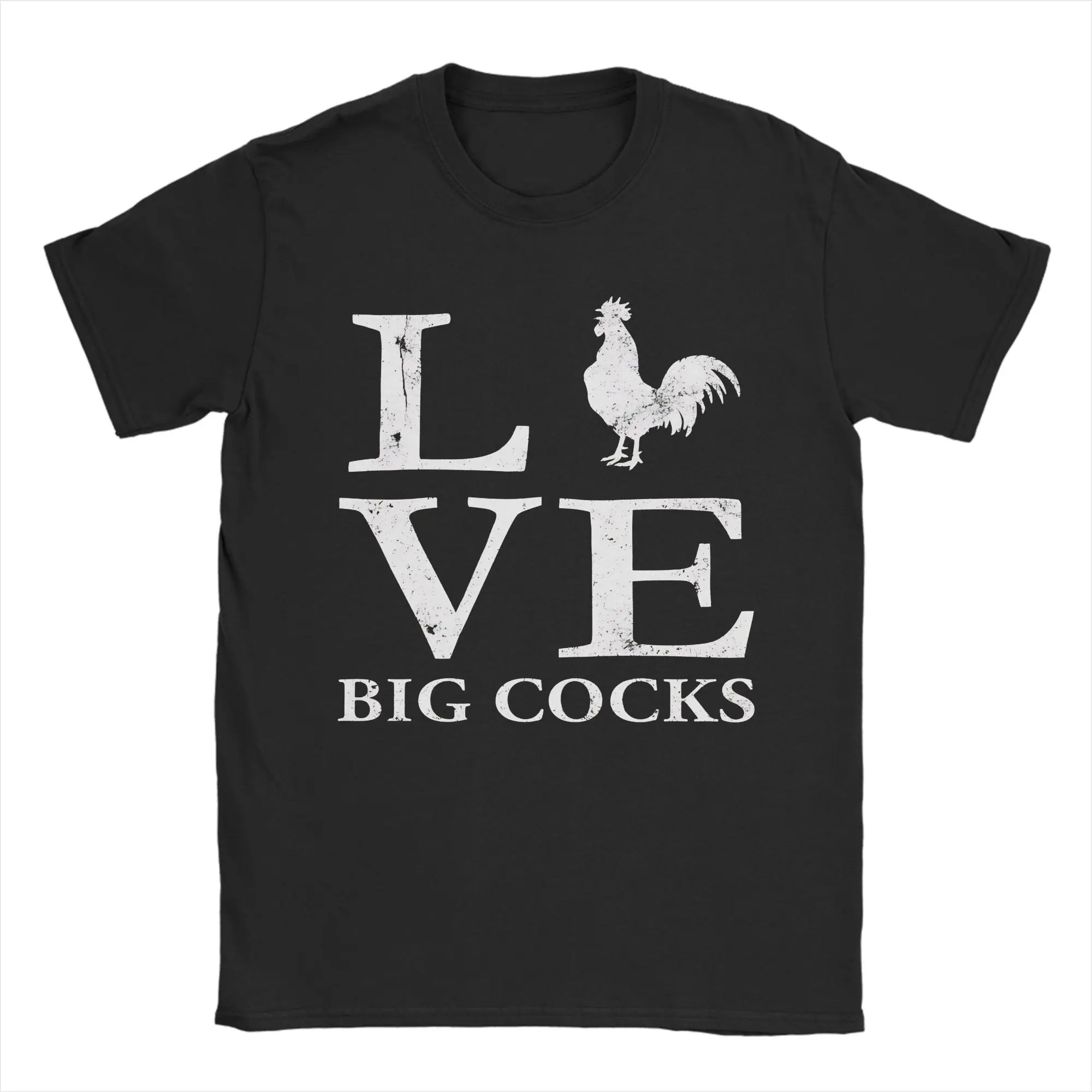 Kawaii I Love Cock Chicken Lover  Tshirts Men's 100%Cotton Short Sleeve  Round Neck Summer Tops Shirts