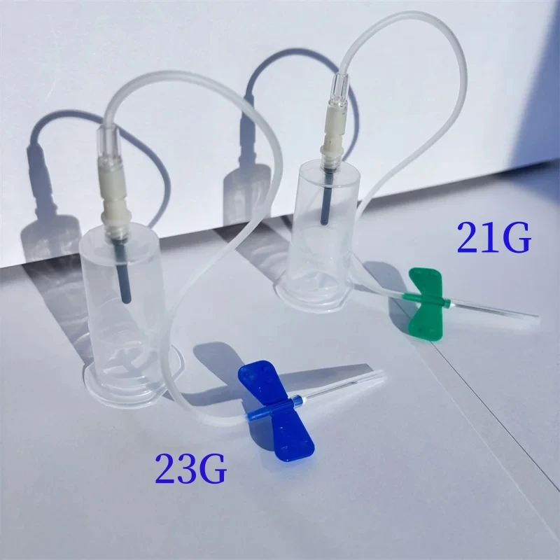 50/100 conjunto descartável animal de estimação médico vácuo borboleta sangue amostra coleção agulha, segurança borboleta agulha com suporte
