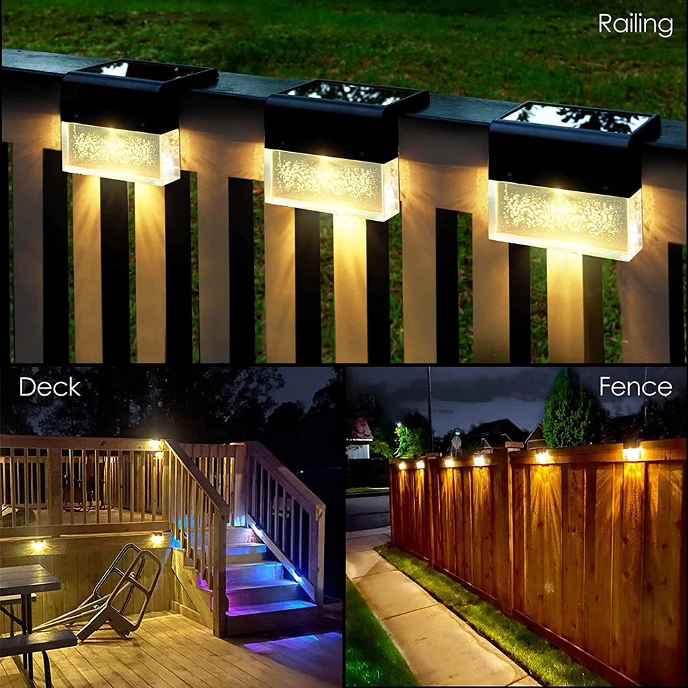 RGB Solar Step Lights Outdoor Stair Lights Patio Yard Lights Garden Fence Lights Garden Waterproof Sunlight Decorative Lights