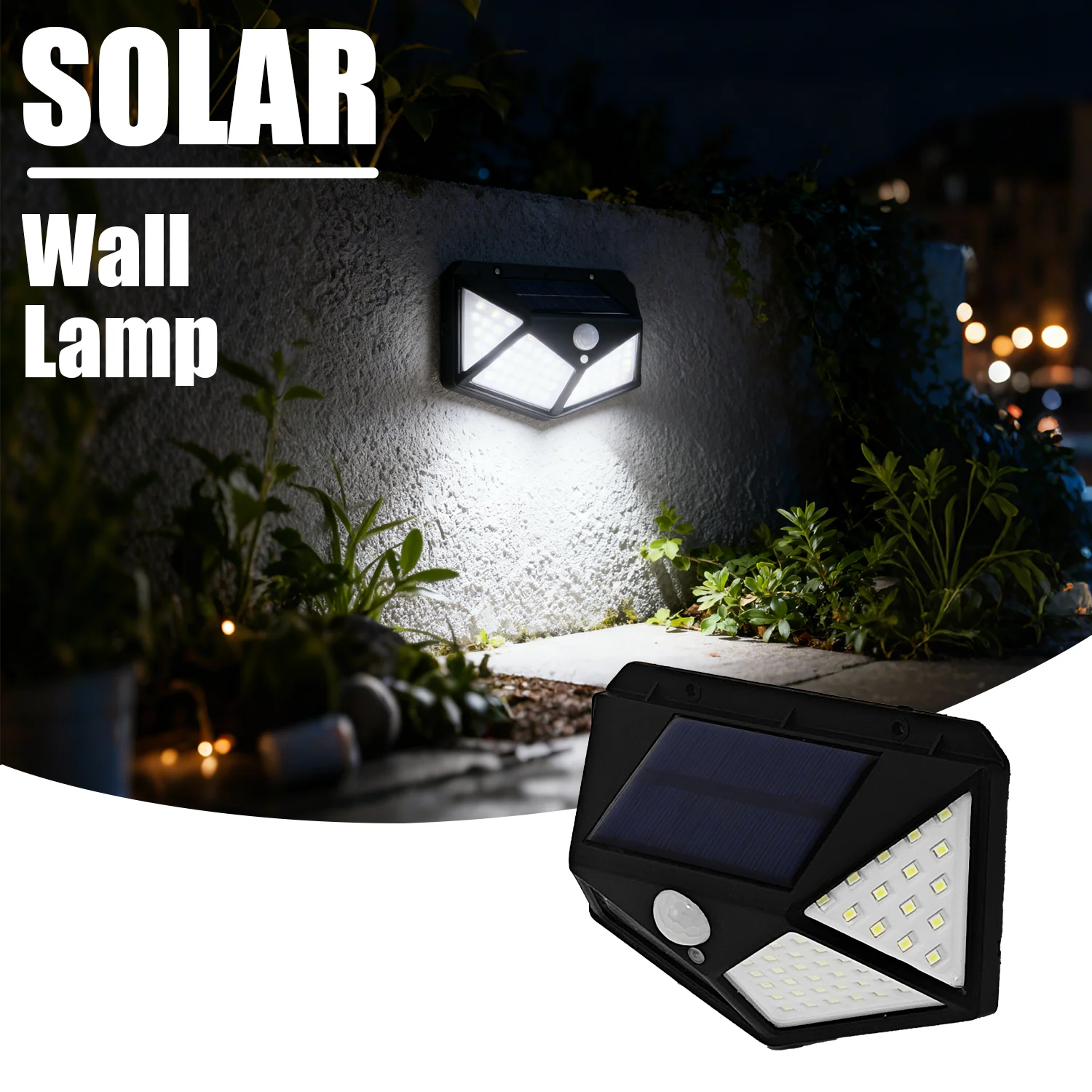 

Solar 100 LED Outdoor Wall Lamp 4 Sides Senser Road Lights Waterproof for Garden Yard Home Decor