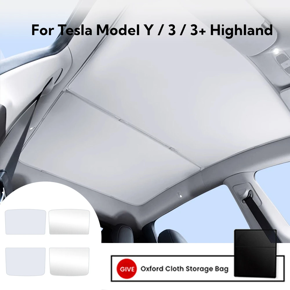 

Sunroof Sunshades For Tesla Model 3 Model Y Model 3+ Highland Upgrade Ice Cloth Buckle Sun Shades Glass Roof Front Rear Skylight