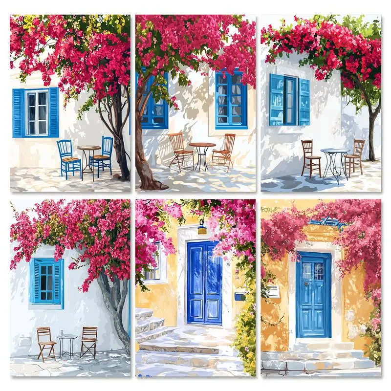 

RUOPOTY Diy Paint By Number For Adults Landscape Modern Door Tree Wall Art Picture By Numbers On Canvas Handicrafts Diy Gift