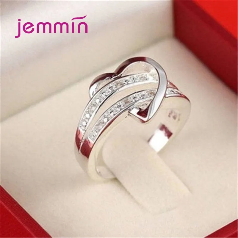 

Exquisite 925 Sterling Silver Vintage Hearts AAAA Clear CZ Finger Rings for Women Luxury Wedding Statement Jewelry Bijoux