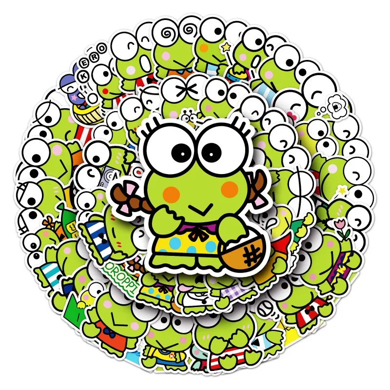 53Pcs Cartoon Sanrio Keroppi Sticker Kero Kero Keroppi Sticker for Scrapbooking Laptop Suitcase Waterproof Sticker Decal Kid Toy