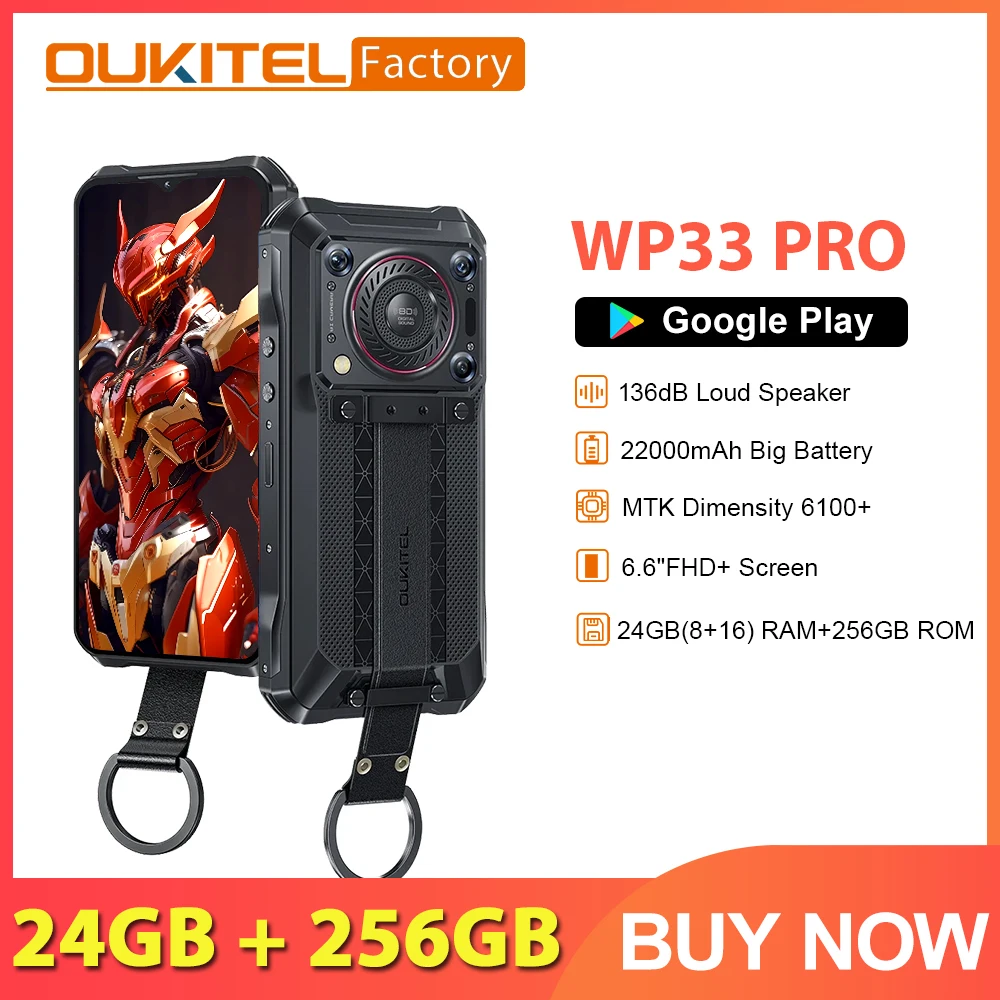 Oukitel WP33 Pro 5G 24GB 256GB Rugged Smartphone 22000mAh 6.6