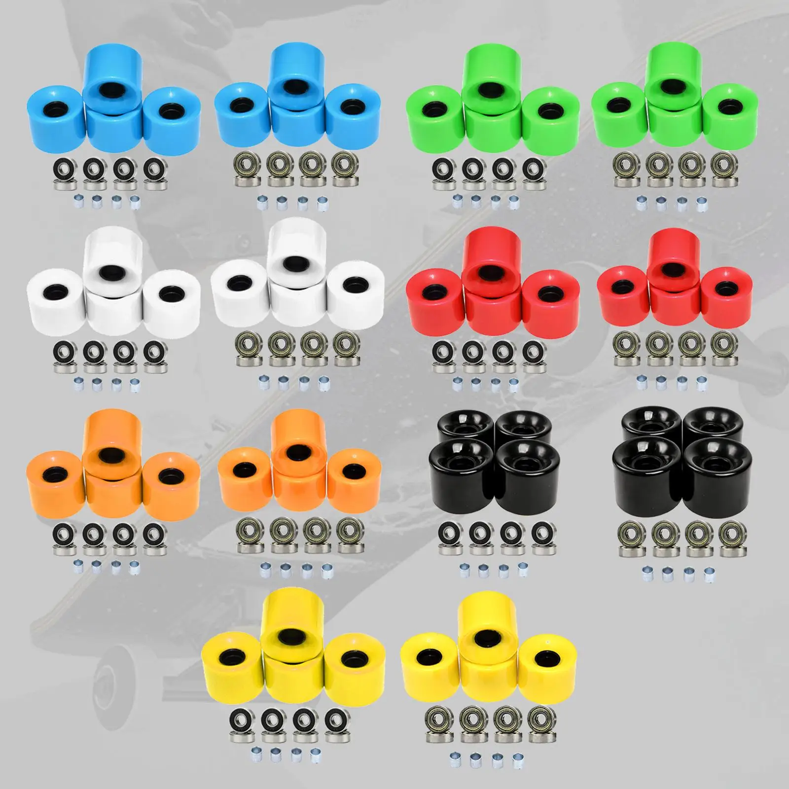 Pack of 4 Professional Grade Skateboard Wheels 60mm Hardness 78A with Bearings &