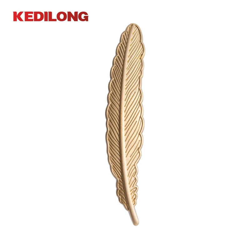 KEDLO 황동 손잡이 캐비닛 깃털 골드 옷장 문짝 손잡이, 모던하고 심플한 고급 캐비닛 문짝 구리 손잡이
