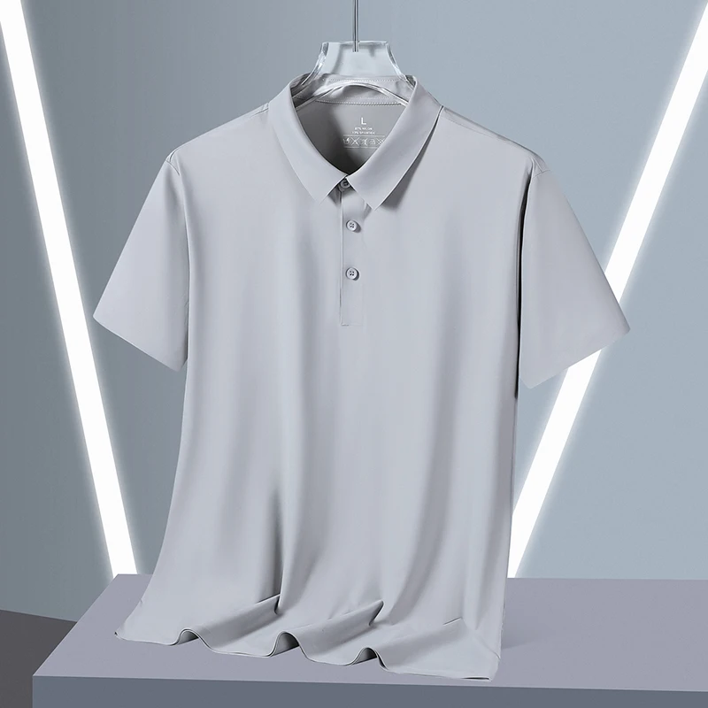 

Summer Solid Color Men Polo Shirts Quality Comfort Breathable Short Sleeve Business Casual Half Sleeved T-shirt Plus Size L-8XL