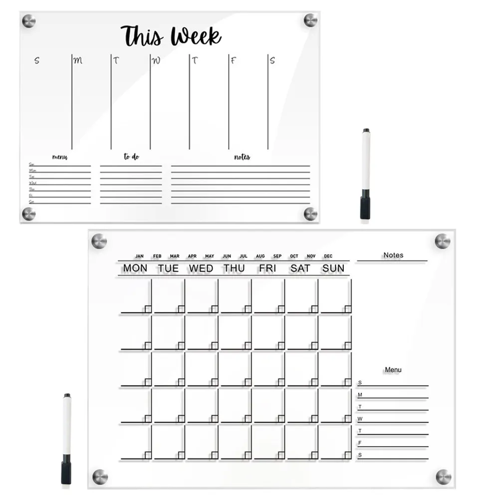 2sets-transparent-acrylic-handwritten-memo-board-functional-wall-mounted-write-wipe-board-for-office-dorm-birthday