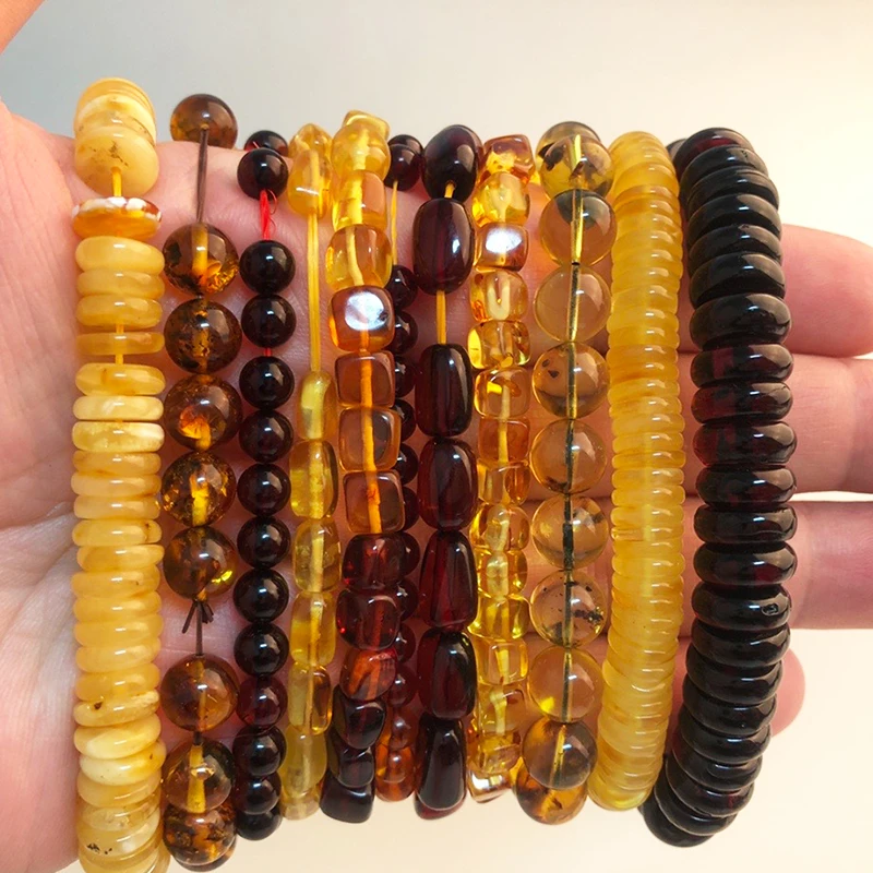 Zhe Ying 100% Natural Amber Bracelet Healing Energy Gemstone Stretch Men Women Bracelets Fashion Jewelry Gift