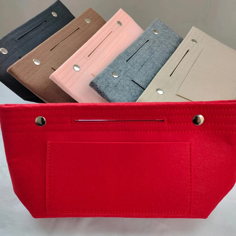 Nouveau Sac à insérer en feutre souple, sacs à cosmétiques rectangulaires de grande capacité, sac en feutre pliable multi-poches, fourre-tout pour vacances à la plage