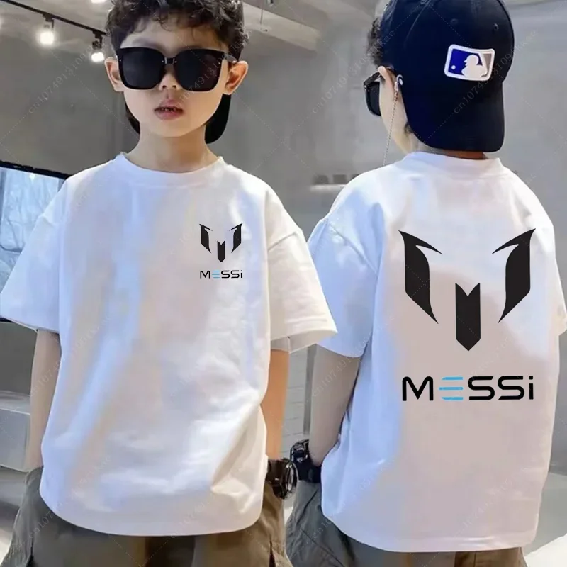 Children\'s Summer Casual Short-sleeved Personalized T-shirt Messi Tshirt Kids Boys Clothing Black Tops Boys Girls Soccer Fan Tee