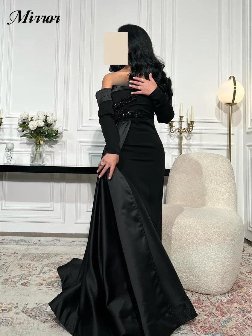 Robe de soirée noire à volants avec perles, col bateau, élégante, vintage, sexy, occasion formelle personnalisée, robe de Rh, quoi que ce soit