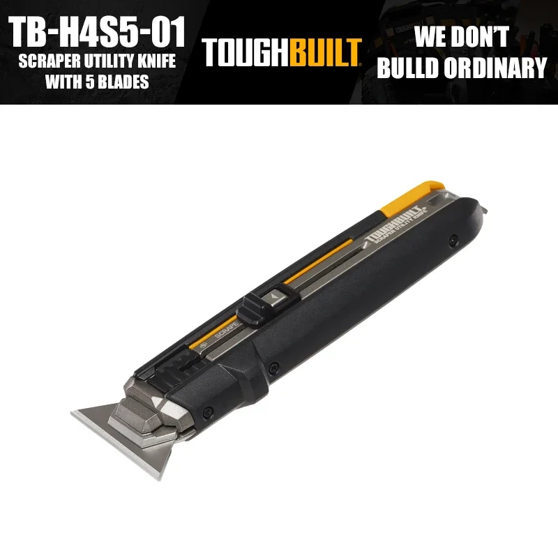 TOUGHBUILT TB-H4S5-01 Scraper Utility Knife With 5 Blades Hand Tools Accessories DIY Projects Home Renovations