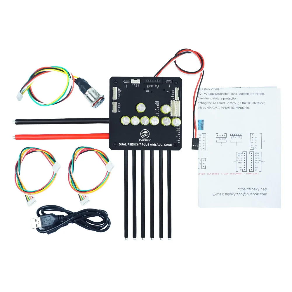 Controlador elétrico de velocidade Long Board Dual FESC6.7 Plus com caixa de alumínio, 100A, 12s, VESC6, ESC, FLIPSKY