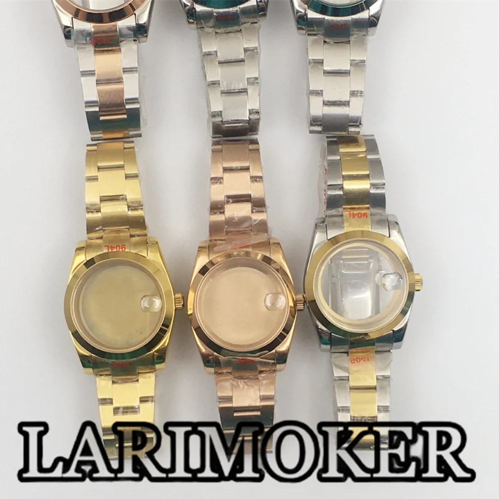 LARIMOKER-Pulseira de aço inoxidável curvo, 36mm, 39mm, vidro safira, caixa polida, movimento automático, NH35, NH36, ETA2824, PT5000