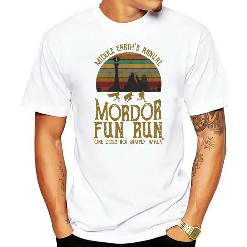 Middle Earth's Annual Mordor Fun Run One Does Not Simply Shirt S-5XL Made In USA Round Neck Tops TEE Shirt