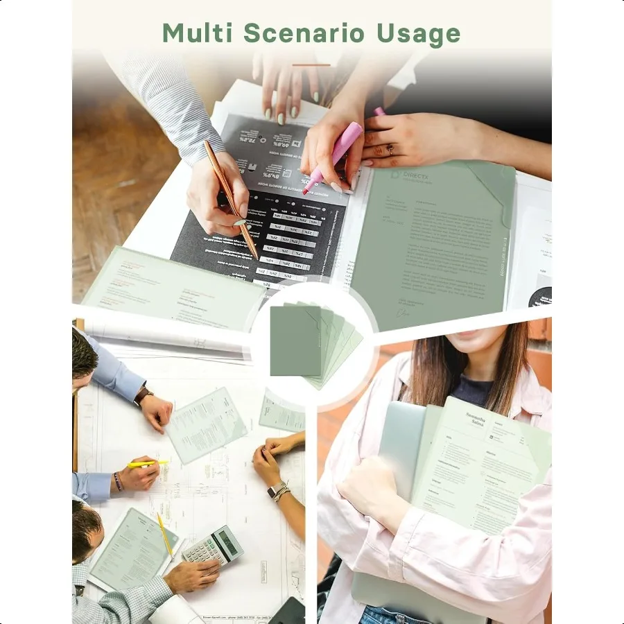 Plastic Folders Sleeves Gradient Colors Plastic Project Pockets for Paper 11.9 × 8.5 Inches Transparent Document Folders for Sc