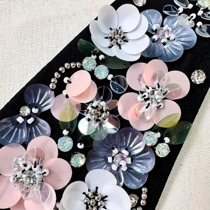 طوق فستان L5YA قابل للفصل مزين باللؤلؤ المخيط يدويًا وتفاصيل أحجار الراين اللامعة #5