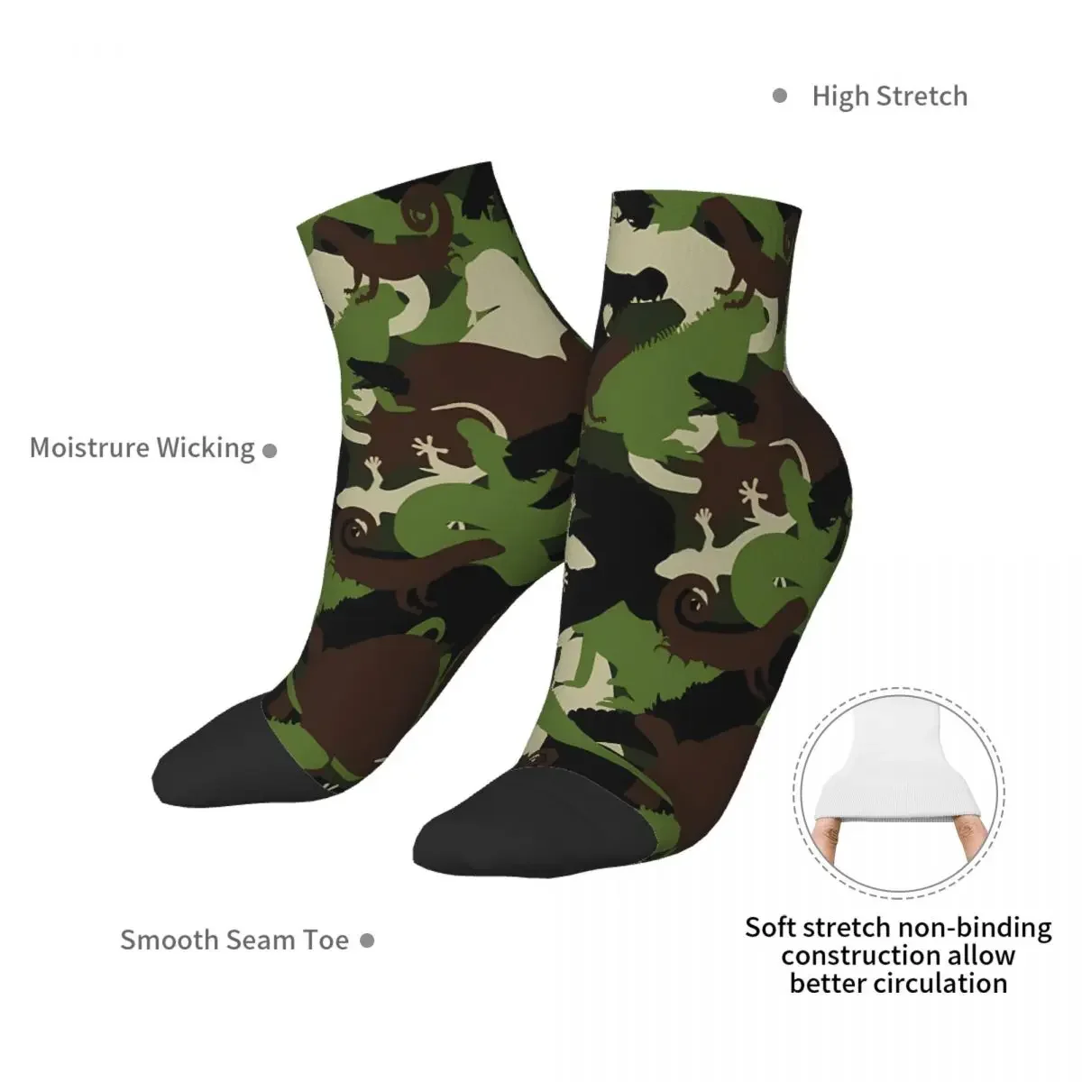 Herpecology-calcetines tobilleros de camuflaje para hombre y mujer, medias estampadas de verano