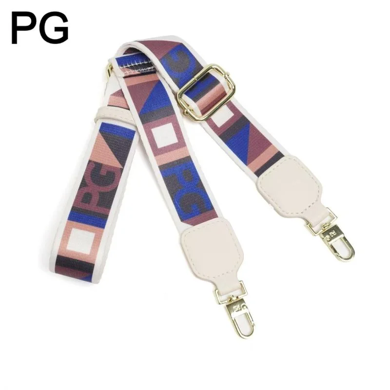 PG Replacement Shoulder Strap Letter Print Adjustable Gold Buckle Leather End Wide Multi Color Fashion Accessory