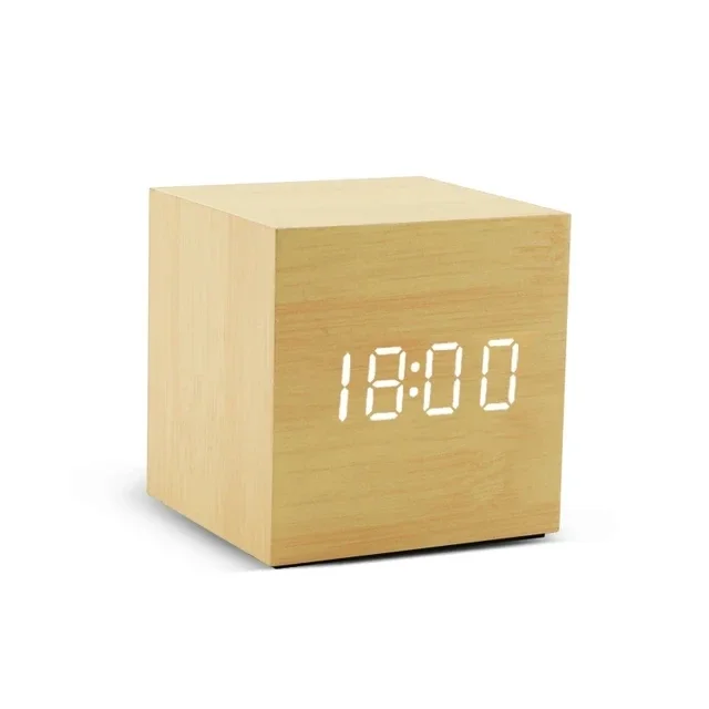 Houten digitale wekker met temperatuurgeluidsregeling Elektronische klokken Desktop USB / AAA-aangedreven Desperadoe LED-nachtkastje