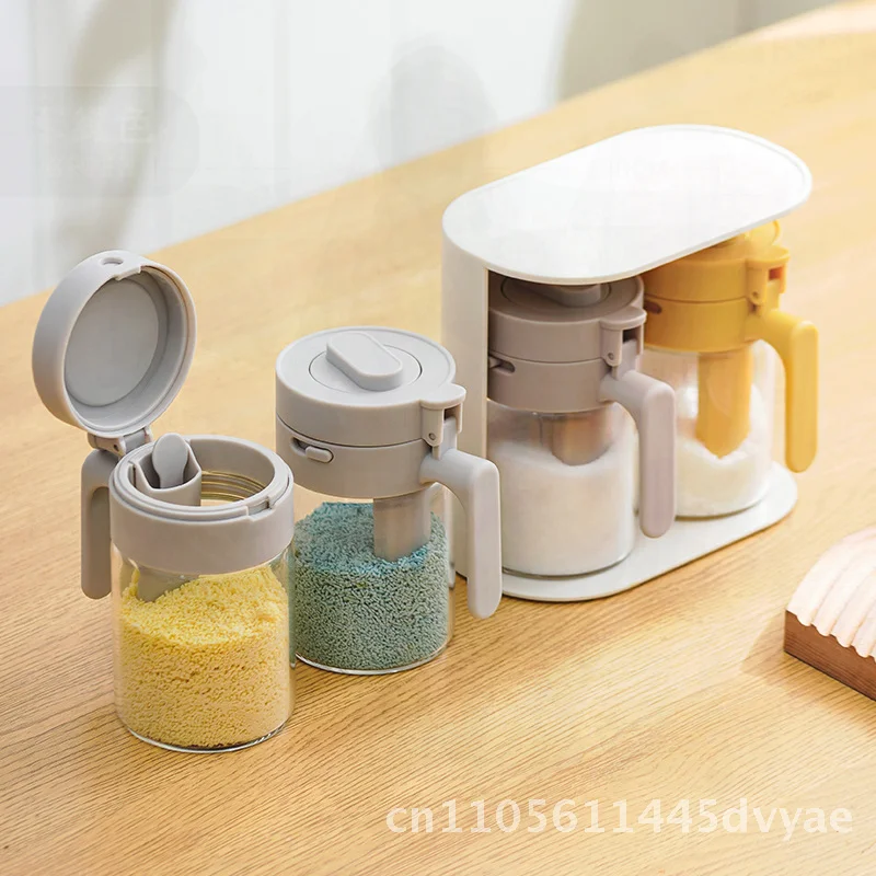 

Японская банка для приправ, кухонная коробка для хранения, герметичная влагостойкая стеклянная бутылка для соли, сахара, количественная, современный минималистский стиль