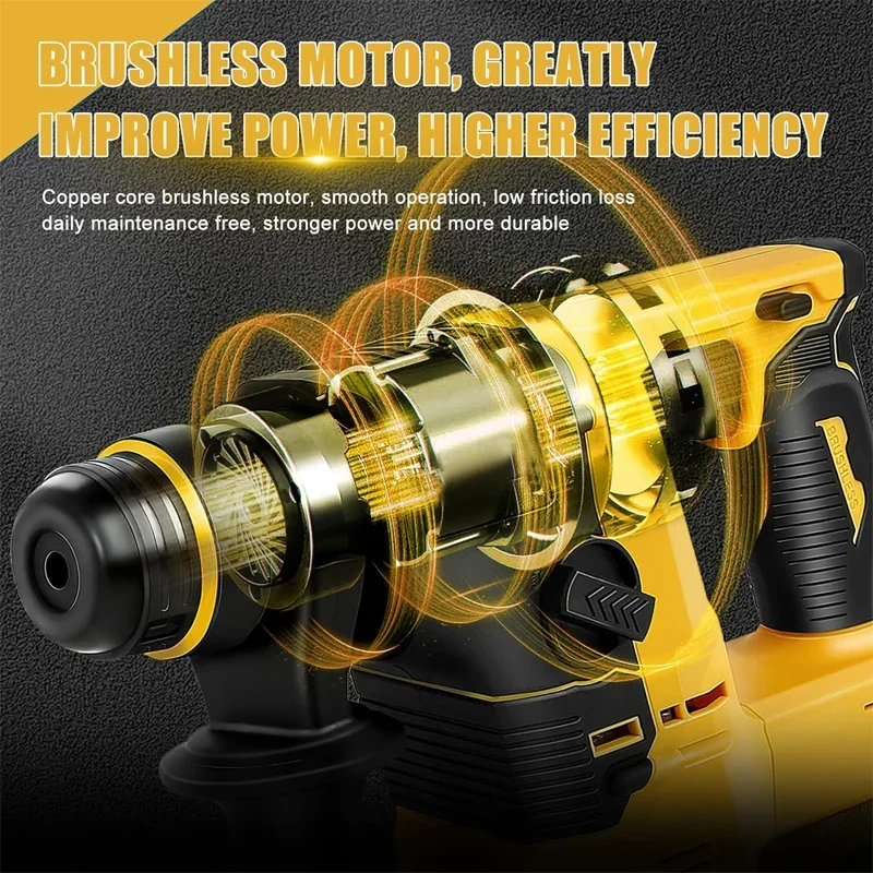 Electric Goddess Cordless Electric Impact Drill Electric Hammer Multifunctional Rotary Electric Pick For 20V Dewalt Battery