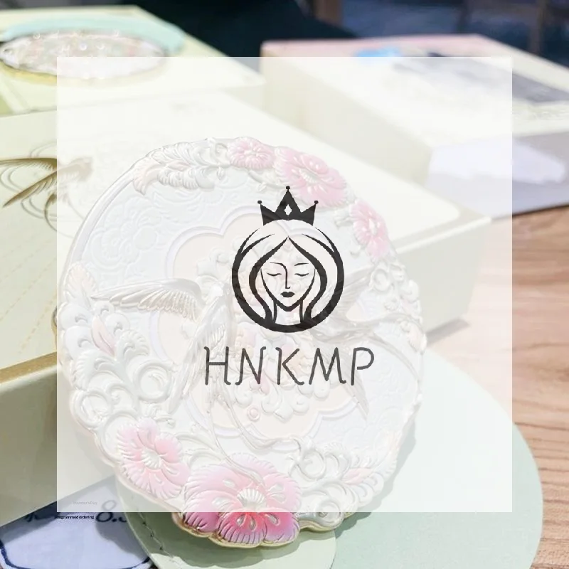 Portable Makeup Mirror 1Pcs Metal Bird Emboss Flower Pattern Cosmetic Mirror for Purse Pocket Bag Use