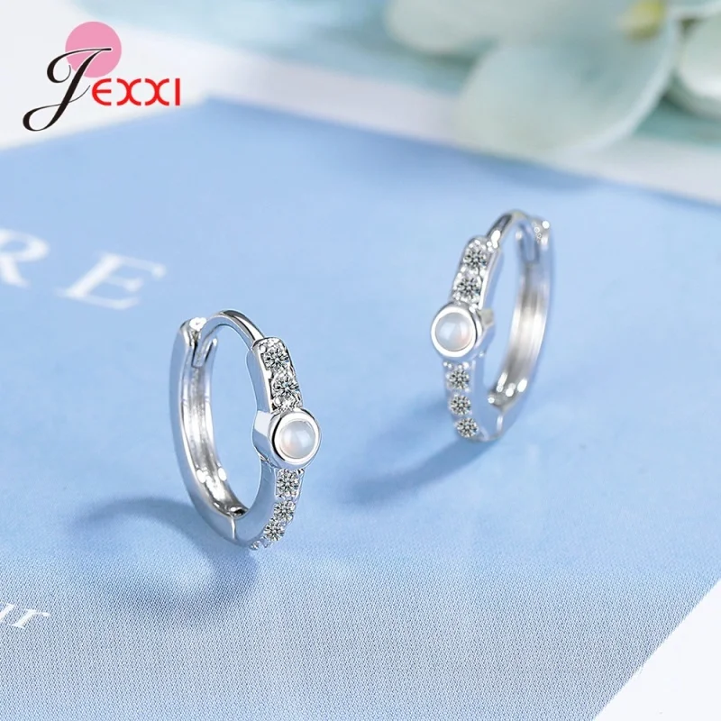 Sterling Silber S925 Exquisite Mondstein Kubikzirkon Ohrringe für Damen Blaue Kristall Geometrische Creolen Luxus Schmuck – Detail 3